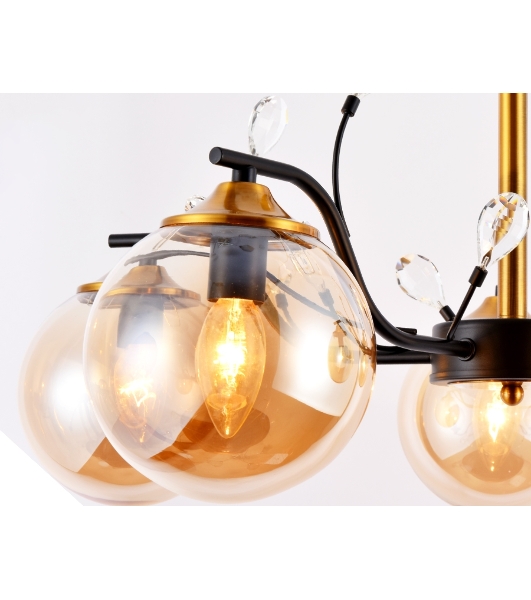 Светильник Ambrella light TR9072/5 BK/TI черный/янтарь E14 max 40W D620*420