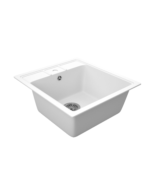 Мойка для кухни BAU Stil White snow 45х50, выпуск с сифоном в комплекте, белый снег