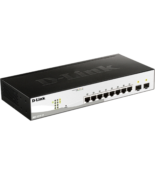 Коммутатор D-Link DGS-1210-10/F1A, 8×1 Гбит/с + 2×1 Гбит/с SFP, настраиваемый