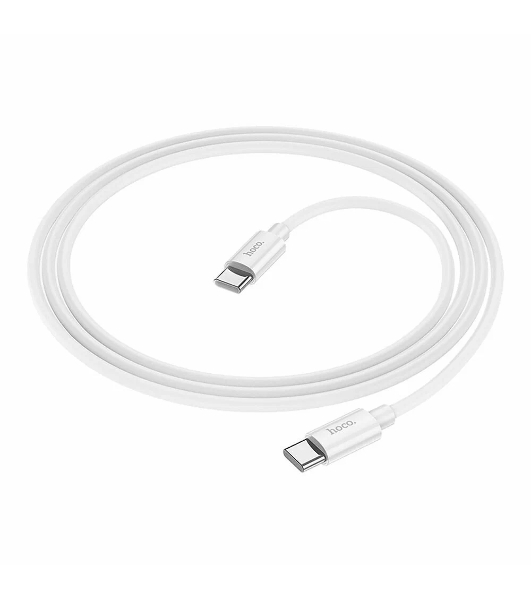 Кабель USB2.0 Hoco Type-C/Type-C, 3А, 60Вт, силиконовая оплетка, X87, 1м, белый, коробка