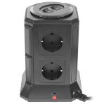 Сетевой фильтр Qumo Power Tower Pro 8SP4U (P-0002), 8 розеток, 2200 Вт, 10A, кабель 2 м 3*1 мм чистая медь, пожаробезопасный пластик, евровилка, 4 USB порта 4.5A суммарно, фото6