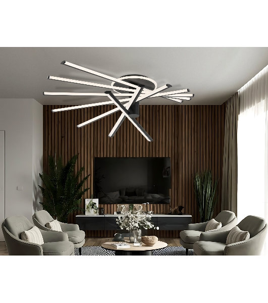 Потолочный светодиодный светильник Ambrella light FL6242 BK черный 135W 3000K-6400K 900*750*230 (ПДУ ИК)