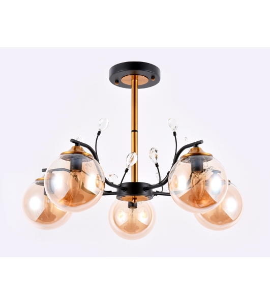 Светильник Ambrella light TR9072/5 BK/TI черный/янтарь E14 max 40W D620*420