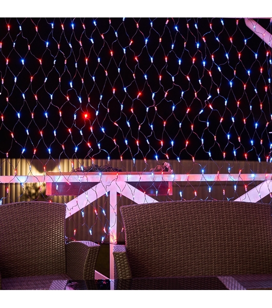 Гирлянда Neon-night Сеть 'НЕТ ЛАЙТ' 2.5мх2.5м 432 LED 26Вт 220В IP44 черный провод; красн./син.