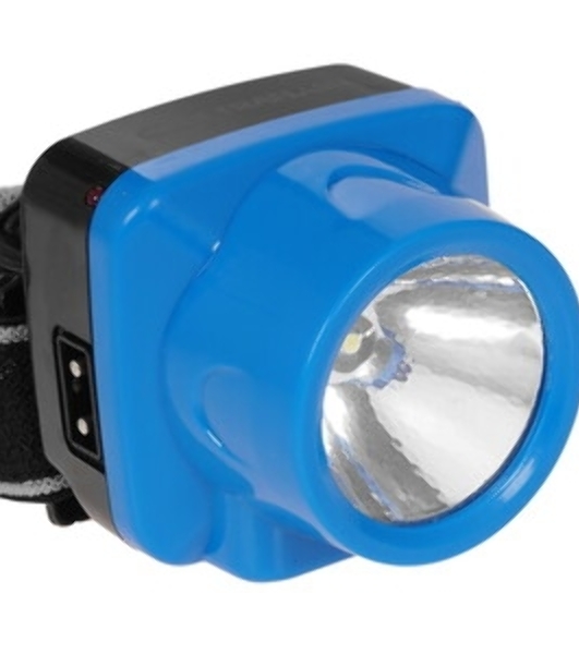 Фонарь ULTRAFLASH LED5374фонарь налобн аккум 220В. голубой. 0.4 ВаттLED. 1 реж. пласт. бокс