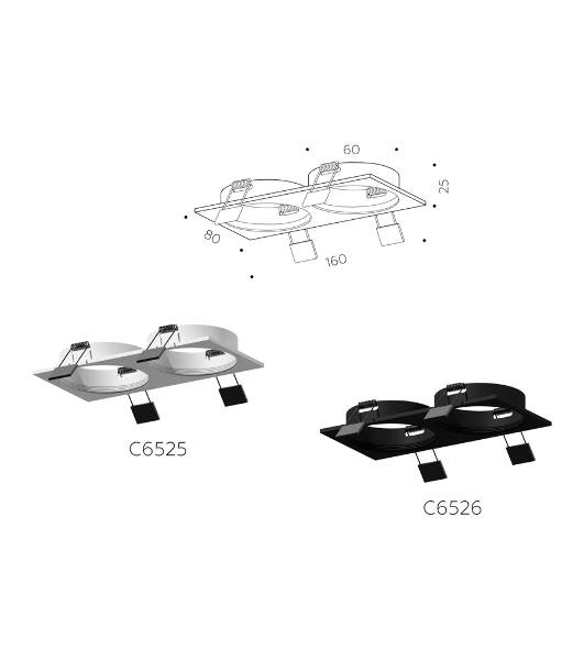 Корпус светильника C6526 SBK черный песок 160*80*H25mm MR16 GU5.3