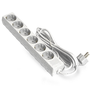 Удлинитель ExeGate ECE-6-3W (EX285833RUS), белый, 3 м, евровилка с заземлением, 6 евророзеток с заземлением, 2200 Вт