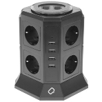 Сетевой фильтр Qumo Power Tower Pro 8SP4U (P-0002), 8 розеток, 2200 Вт, 10A, кабель 2 м 3*1 мм чистая медь, пожаробезопасный пластик, евровилка, 4 USB порта 4.5A суммарно, фото5