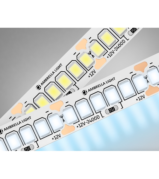 Светодиодная лента Ambrella light GS1503 2835 240Led/ 19.2W m/ 12V IP20 6500K/ 5000*10*1.2mm (2 конт.)