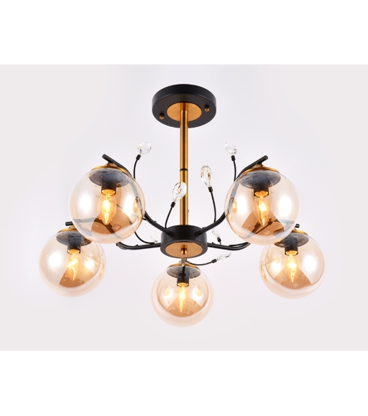 Светильник Ambrella light TR9072/5 BK/TI черный/янтарь E14 max 40W D620*420