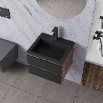 Тумба под раковину Bau Stil Loft black brushed, раковина кварцевая BAU Stil 50, черный металлик, смеситель Hotel Black, черный, фото6
