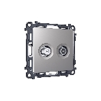 Комплект механизма розетки TV оконечной + SAT 5-862MHz 3.5dB/950-2150MHz 3.5dB ALFA Сталь матовый QUANT (AP5133, VM217) MA513310, фото 1
