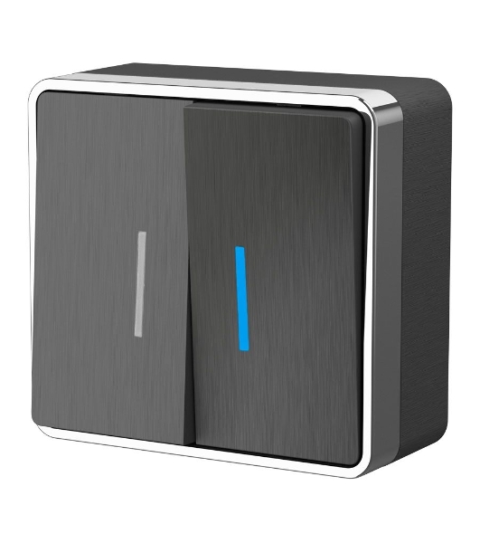 Выключатель двухклавишный с подсветкой Gallant (графит рифленый) W5020104