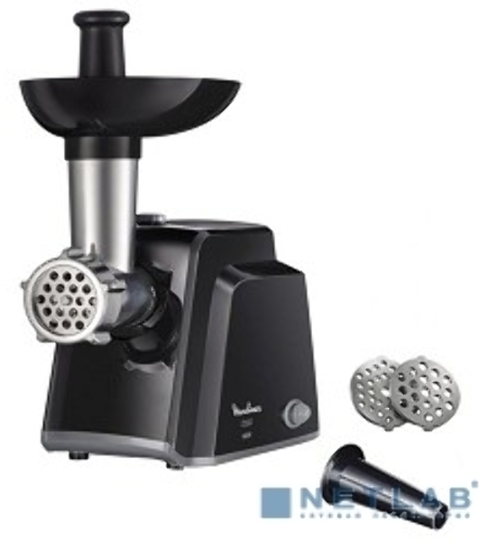 Мясорубка электрическая Moulinex ME105830 черный, 1400 Вт, 1.7 кг/мин, реверс, защита от перегрузки, насадки - 3
