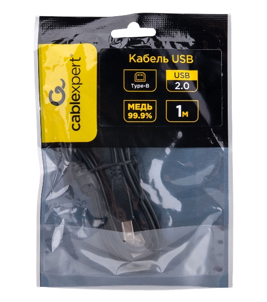 Кабель USB2.0 Cablexpert CCF-USB2-AMBM-1M, AM/BM, медь, двойн.экран, фер.кольцо, Pro, 1м, черный, пакет