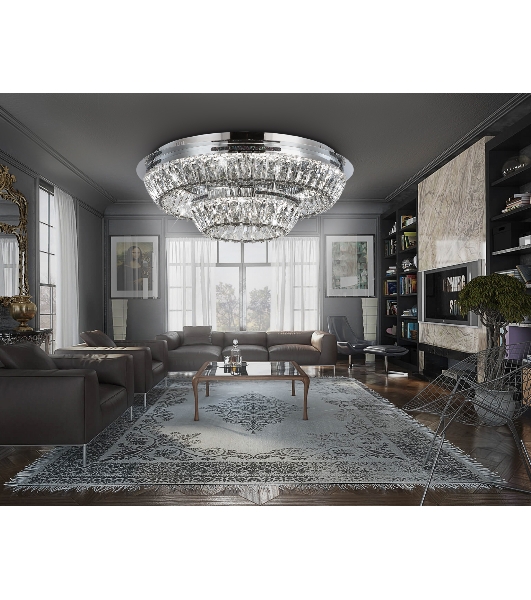 Светильник Ambrella light TR5029 CH/CL хром/прозрачный 3000K/4200K/6400K 81W D600*207 (Без ПДУ)