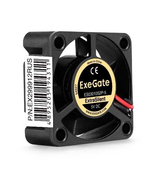 Вентилятор корпусной ExeGate ExtraSilent ES03010S2P-5, 30 мм, 8000 об/мин, 18 дБ, 2-pin, без подсветки