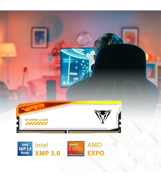Оперативная память Patriot Viper Elite 5 TUF Gaming, DDR5, 32Gb (2x16 GB), 6000 MHz, CL36, DIMM, радиатор, RGB, белый