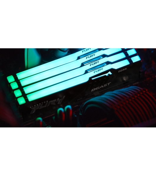 Оперативная память Kingston Fury Beast Black RGb, DDR5, 8Gb (1x8Gb), 5600MHz, CL36, DIMM, с радиатором, RGb, черный
