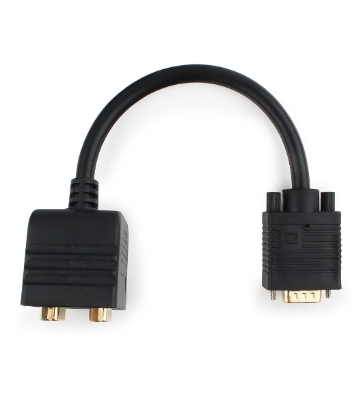 Разветвитель VGA Cablexpert CC-VGAX2-20CM, HD15M/2x15F, 1 компьютер - 2 монитора