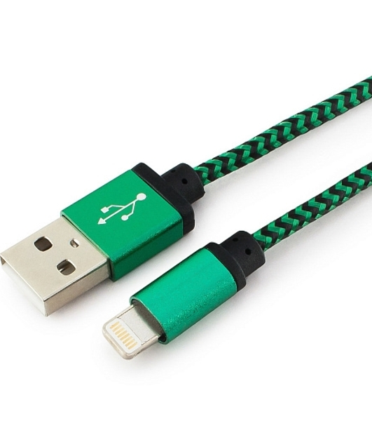 Кабель Gembird USB 2.0 Cablexpert AM/Lightning 8P, 1м, нейлоновая оплетка, алюминиевые разъемы, зеленый, пакет