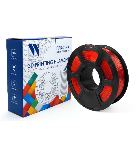 Филамент NVPrint PETG Clear Red Прозрачно-красный для 3D печати диаметр 1.75мм масса 1 кг