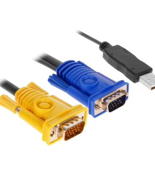 Кабель KVM ATEN 2L-5205U USB(тип А Male)+HDB15(Male) (-) SPHD15(Male) 5,0м., черный.