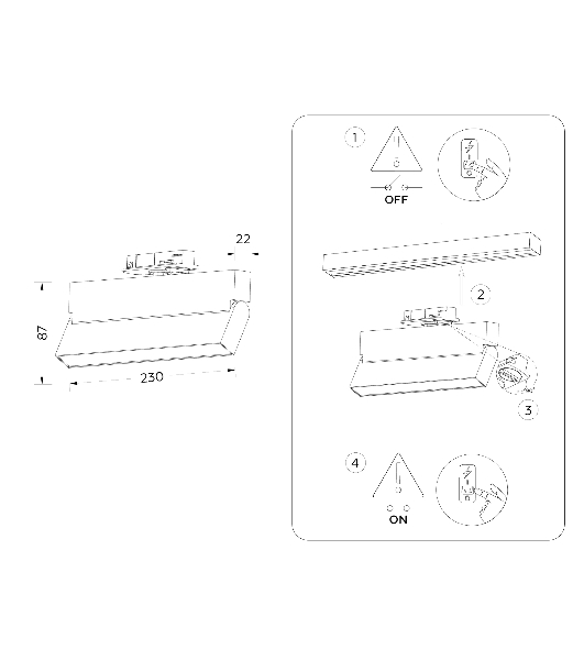 Трековый однофазный светодиодный светильник Ambrella light GL6806 WH белый LED 12W 4200K 230*22*87