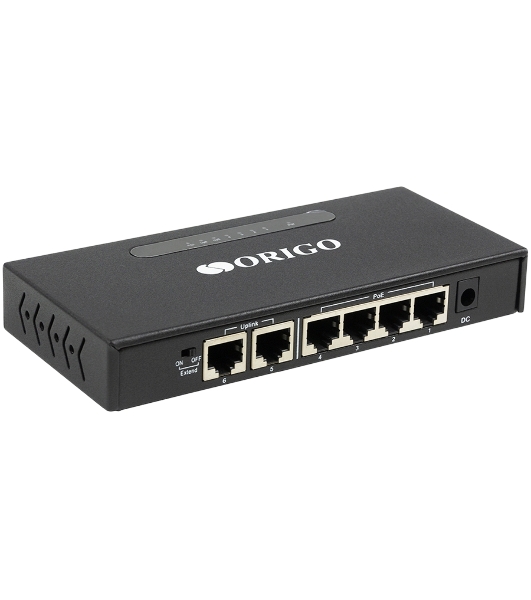 Коммутатор неуправляемый PoE ORIGO OS1206P/60W/A1A 4x100Base-TX PoE+, 2x100Base-TX, PoE-бюджет 60 Вт, корпус металл