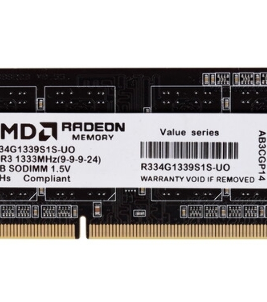 Оперативная память AMD Radeon R3, DDR3, 4GB (1x4GB), 1333MHz, CL9, SO-DIMM