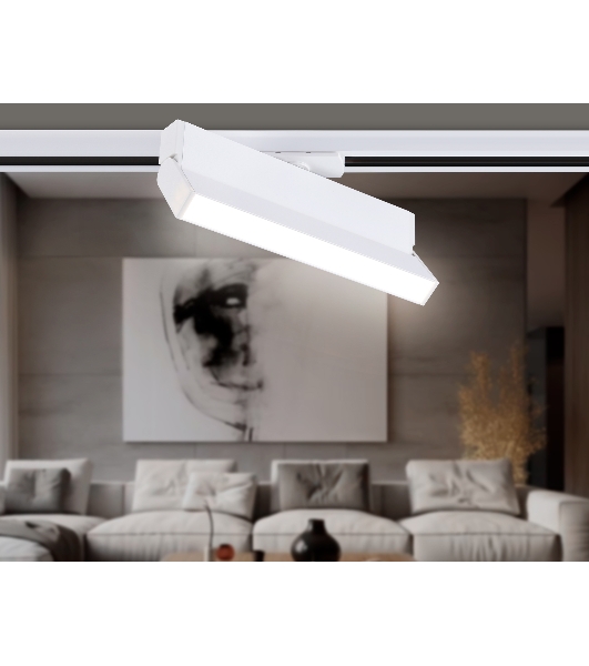 Трековый однофазный светодиодный светильник Ambrella light GL6806 WH белый LED 12W 4200K 230*22*87