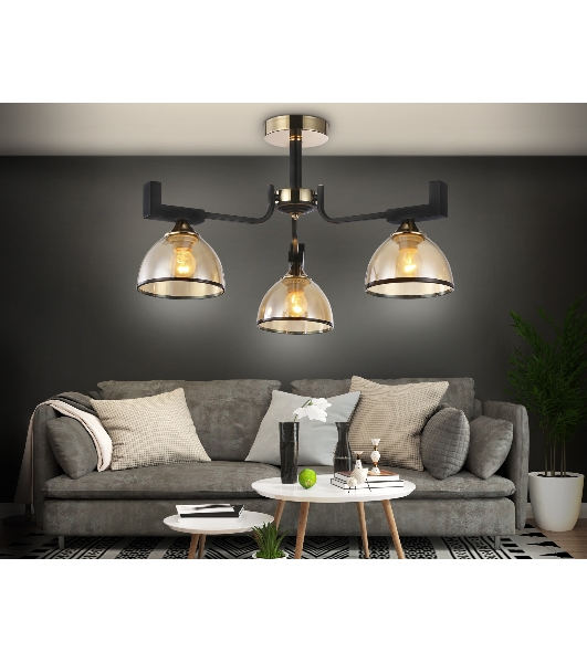 Светильник Ambrella light TR9098/3 BK/GD/TI черный/золото/янтарь E27*3 max 40W D600*316