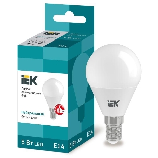 Лампа светодиодная IEK LLE-G45-5-230-40-E14 ECO G45 5Вт шар 4000К белый E14 450 лм 230-240В