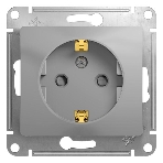 Механизм розетки 1-м СП Glossa 16А защ. шторки с заземл. алюм. SchE GSL000345, фото 1
