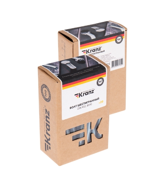 Болт шестигранный Kranz DIN 933, 8х90, упаковка поставщика (24 кг./600 шт.)