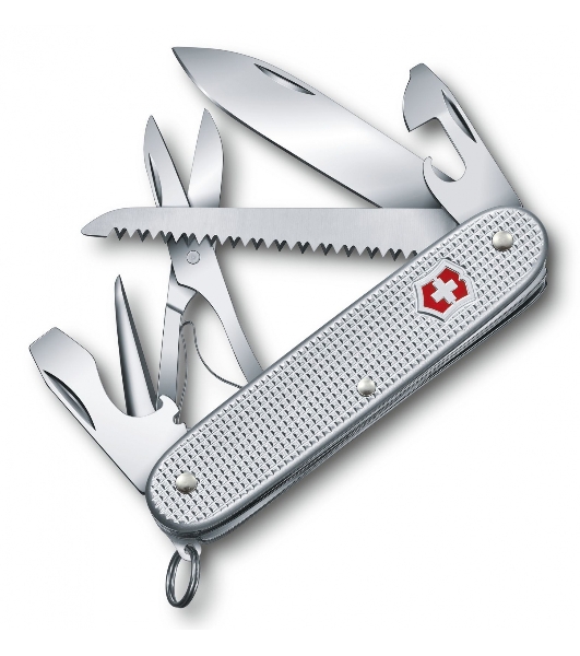 Нож Victorinox Farmer X Alox, 93 мм, 10 функций, алюминиевая рукоять, серебристый
