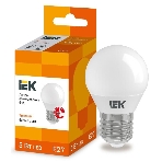 Лампа светодиодная ECO G45 5Вт шар 3000К теплый белый E27 450лм 230-240В IEK LLE-G45-5-230-30-E27, фото 1