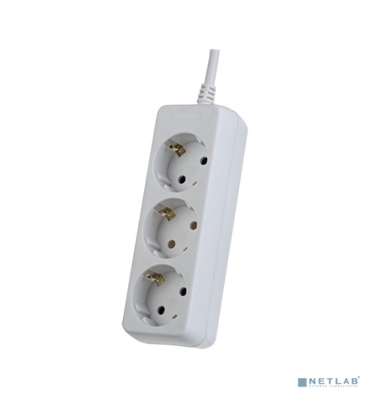 Сетевой удлинитель Perfeo с заземлением 'POWERMATE', PF_A4687 (3,0 м, 3 розетки, белый (PF-PE-3/3,0-W))