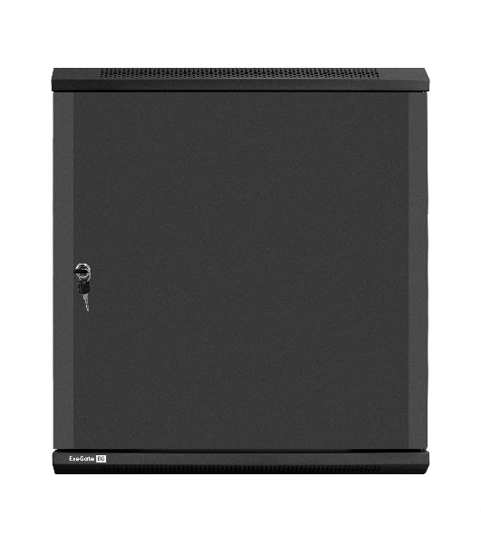 Шкаф телекоммуникационный 19' настенный 12U ExeGate EC-WM-12U.600.M.BLACK (19', 12U, 600x600x635 мм (ШхГхВ), передняя дверь металл, съемные боковые панели, пыле- и влагозащита IP23, черный RAL 9004)