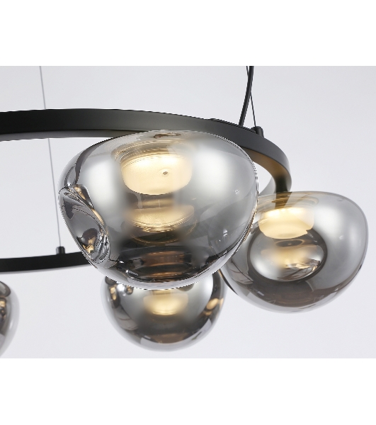 Подвесной светодиодный светильник Ambrella light LH12003/6 BK/GD/SM черный/золото/дымчатый 36W 3000K D760*175