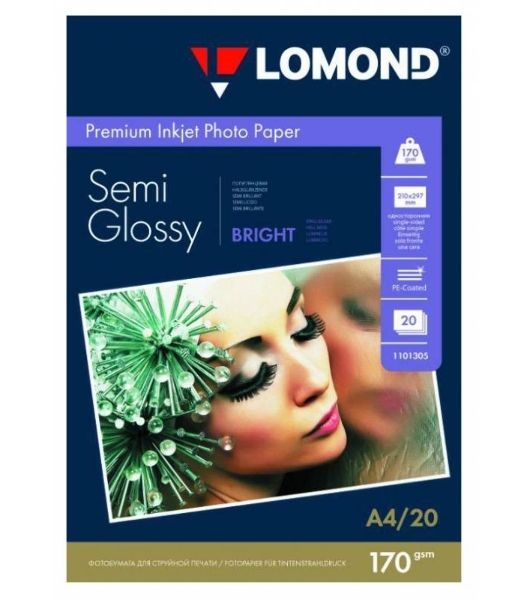 Бумага Lomond 1101305 A4/170г/м2/20л./белый полуглянцевое для струйной печати