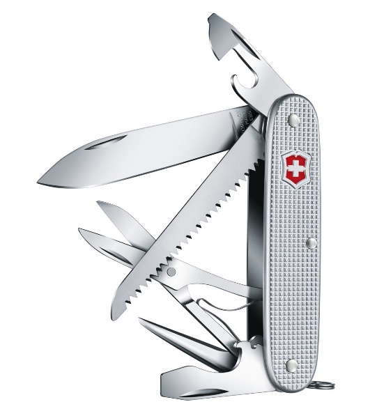 Нож Victorinox Farmer X Alox, 93 мм, 10 функций, алюминиевая рукоять, серебристый