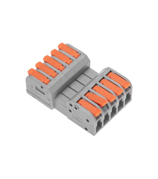 Клемма Rexant СМК 222-425R проходная разъемная 5 полюсов серый 0,2-2,5/4 мм² (20 шт/уп)