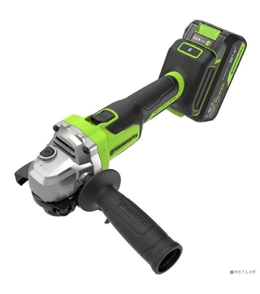 Угловая шлифовальная машина аккумуляторная Greenworks AG590, 24V, б/щет, 125 мм, 8500 об/мин, Anti-Kickback,1х4Ач,ЗУ,кор 3201007CUB