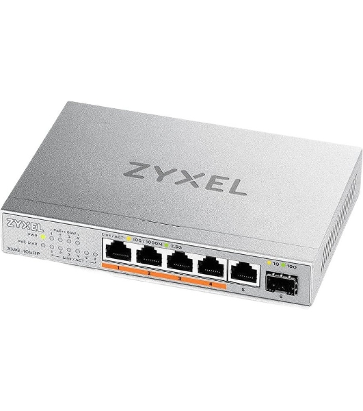 Коммутатор Zyxel XMG-105HP-EU0101F (L2) 5x2.5 Гбит/с 1SFP+ 4PoE++ 70W неуправляемый