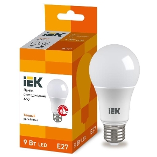 Лампа светодиодная IEK LLE-A60-9-230-30-E27 ECO A60 9Вт грушевидная 3000К теплый белый E27 810лм 230-240В