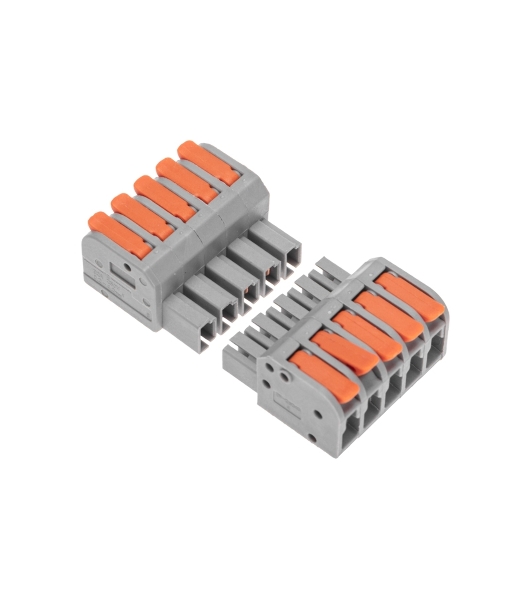 Клемма Rexant СМК 222-425R проходная разъемная 5 полюсов серый 0,2-2,5/4 мм² (20 шт/уп)