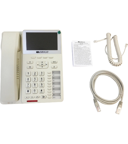 Телефон ORIGO IP-телефон с цветным дисплеем 4.3', 1x1000Base-T PoE, 1x1000Base-T, 4 SIP-аккаунта