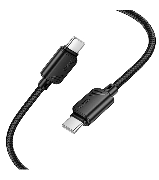 Кабель USB2.0 Hoco Type-C/Type-C, 3А, 60Вт, нейлоновая оплетка, X113, 1м, черный, коробка