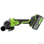 Угловая шлифовальная машина аккумуляторная Greenworks AG590, 24V, б/щет, 125 мм, 8500 об/мин, Anti-Kickback,1х4Ач,ЗУ,кор 3201007CUB, фото 1
